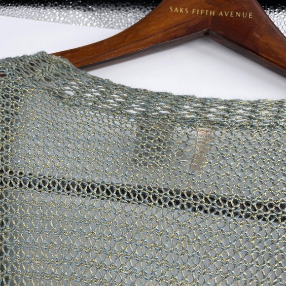 Anthropologie Moth Green Metallic Open Knit Cardigan Y2K Fairycore Womens Small - Picture 9 of 9